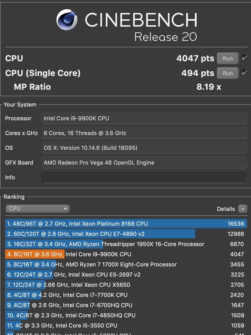 imac 2019のベンチマーク