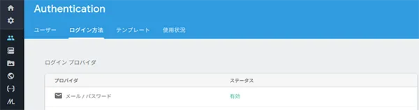 Firebaseのメール認証を有効にした画像